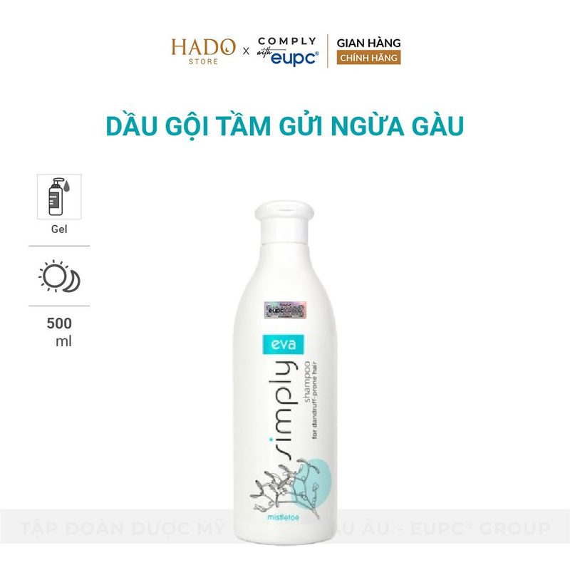 Dầu gội ngừa gàu chiết xuất tầm gửi Eva Simply 500ml