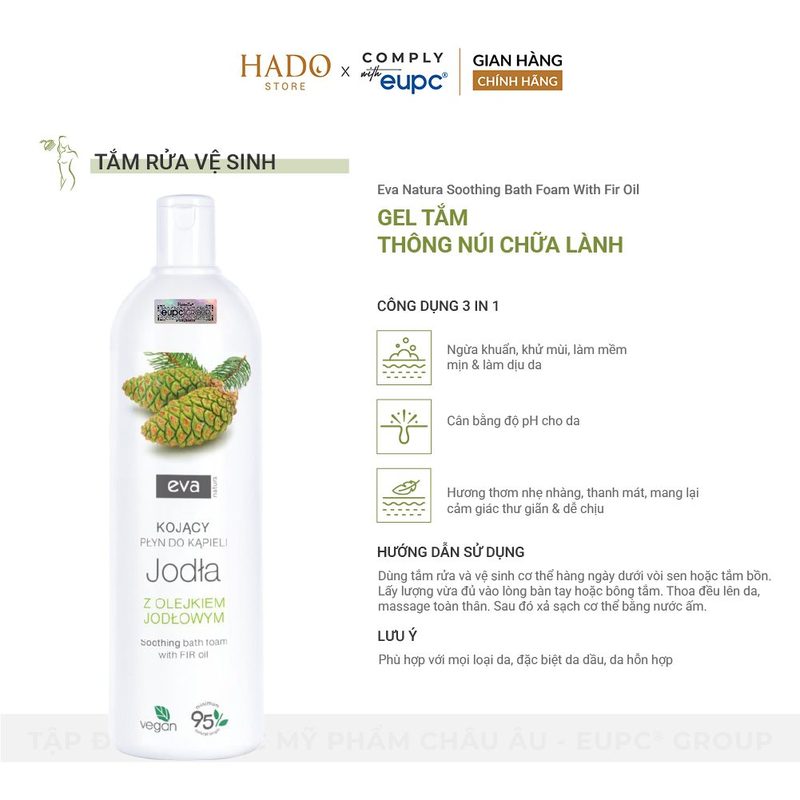 Sữa tắm tạo bọt tinh dầu thông Eva Natura 750ml - ảnh 3
