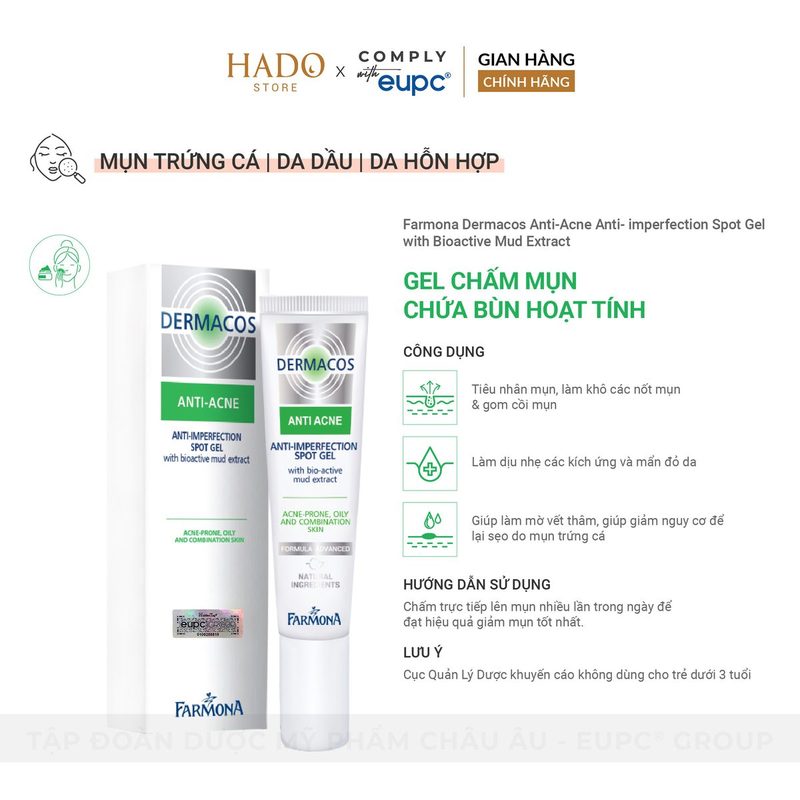 Gel chấm mụn chứa bùn hoạt tính Farmona Dermacos Anti-Acne 15ml - ảnh 3