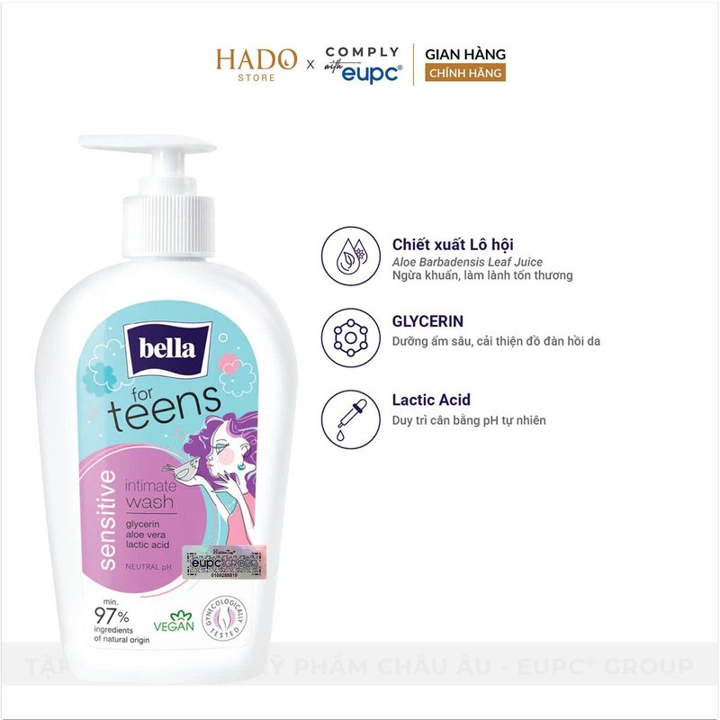 Gel vệ sinh dịu nhẹ cho tuổi dậy thì Bella Teens 300ml