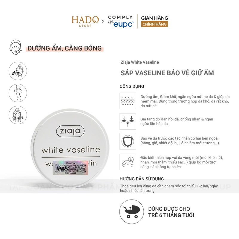 Sáp dưỡng ẩm White Vaseline Ziaja 30ml - ảnh 3