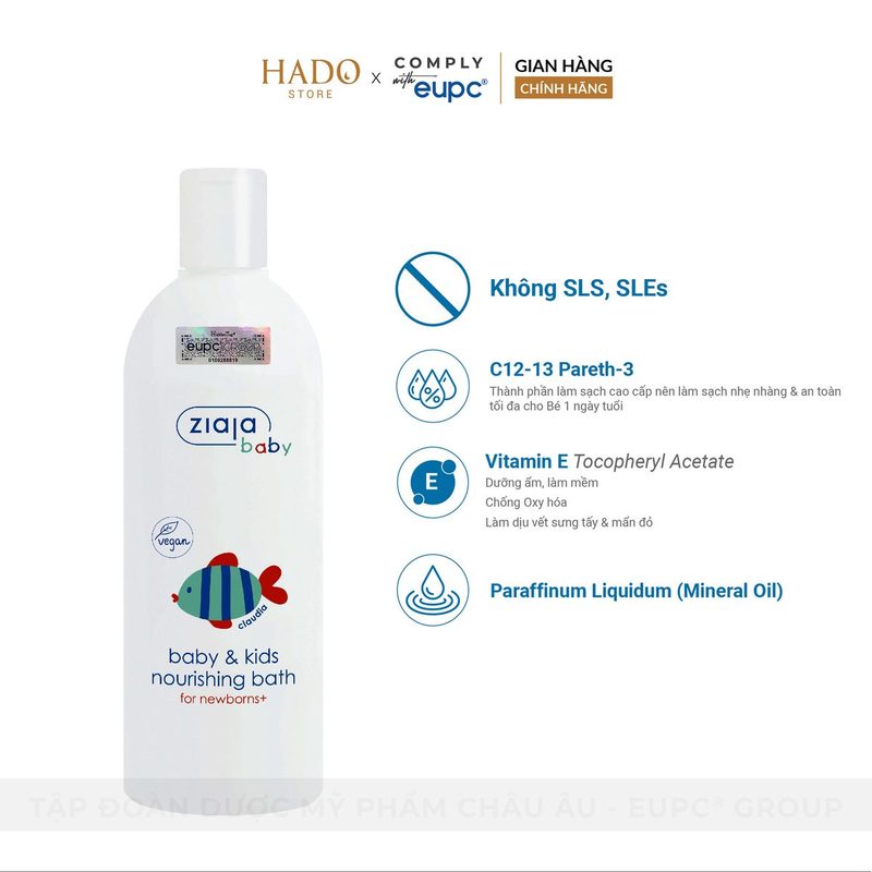 Dầu tắm gội cho trẻ sơ sinh Ziaja Baby 370ml