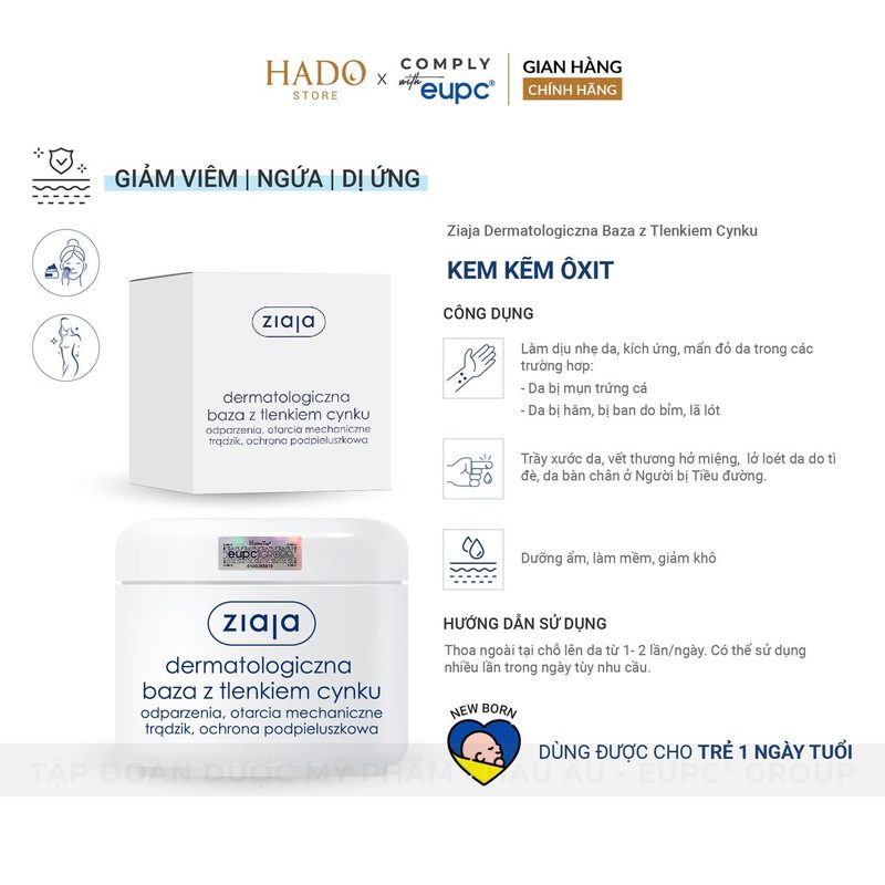 Kem kẽm oxit làm dịu da vùng mặc tã Ziaja 80g - ảnh 3
