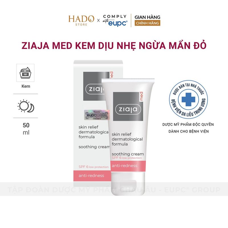 Kem dưỡng làm dịu da ửng đỏ Ziaja Med 50ml