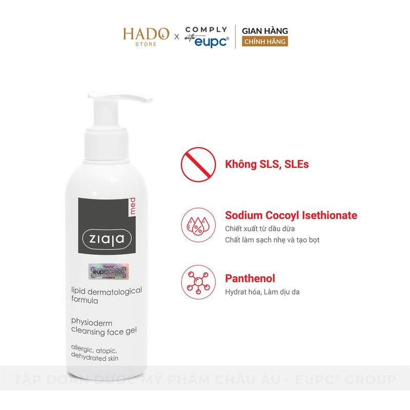 Gel làm sạch da sinh lý không cần rửa lại Ziaja Med 200ml - ảnh 2