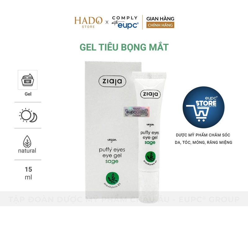 Gel dưỡng mắt giảm bọng mắt Ziaja Puffy Eyes 15ml