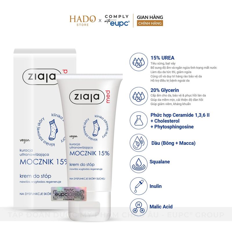 Kem dưỡng mềm da 15% urea Ziaja Med 100ml - ảnh 2
