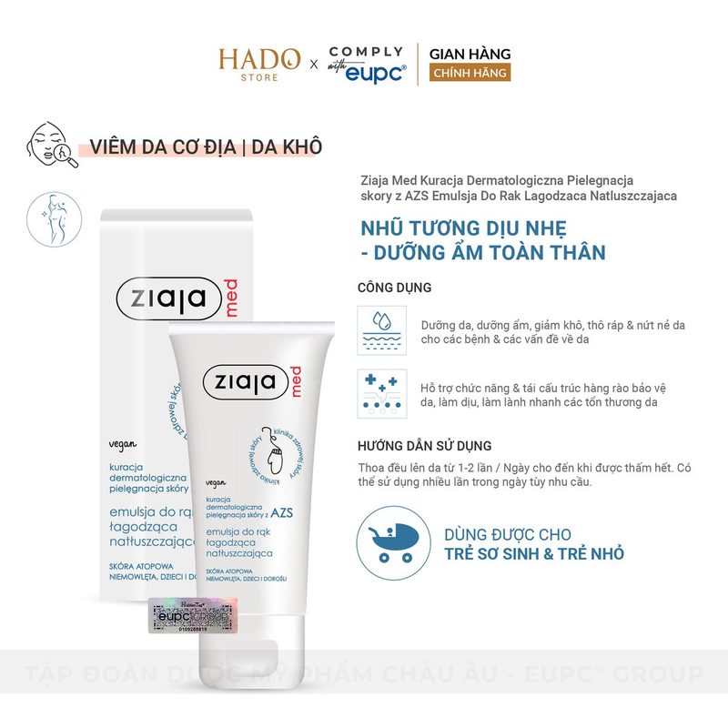 Nhũ tương dưỡng ẩm dịu nhẹ Ziaja Med AZS 100ml - ảnh 3