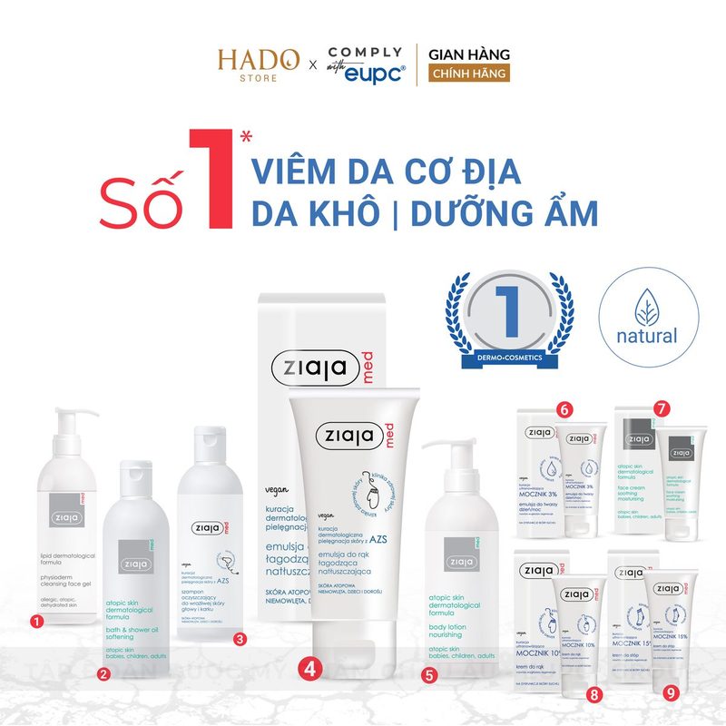 Nhũ tương dưỡng ẩm dịu nhẹ Ziaja Med AZS 100ml - ảnh 5