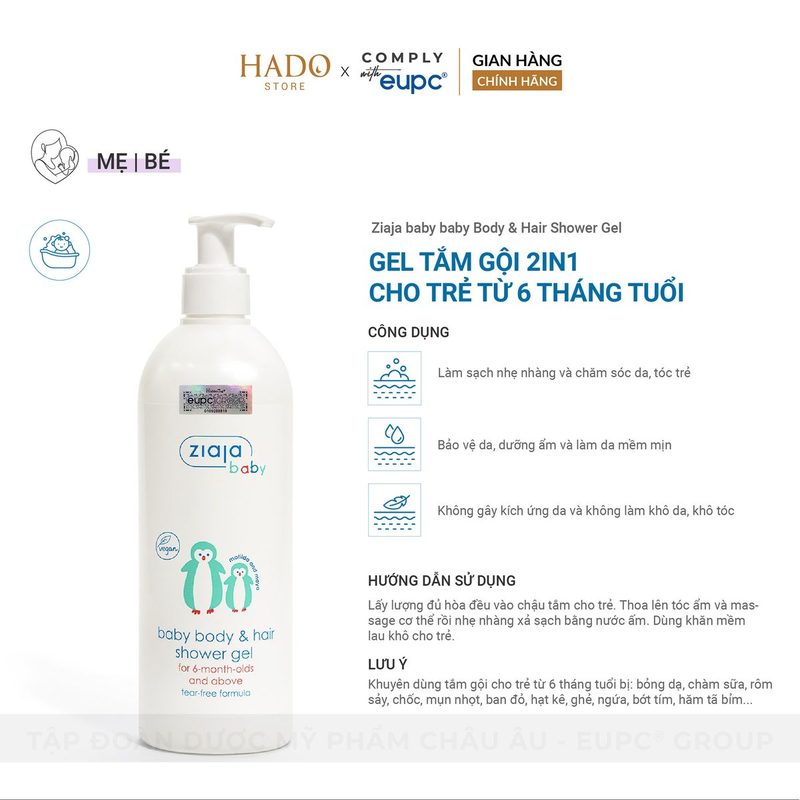 Gel tắm gội 2in1 cho bé từ 6 tháng tuổi Ziaja Baby 400ml - ảnh 2