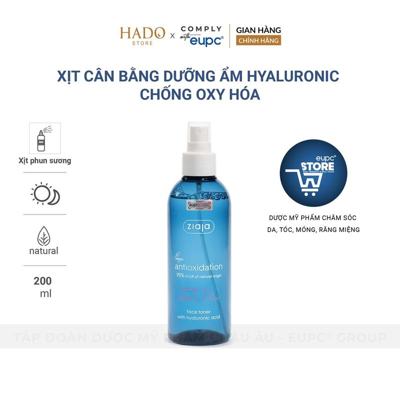 Xịt cân bằng dưỡng ẩm Hyaluronic Ziaja Acai Berry 200ml