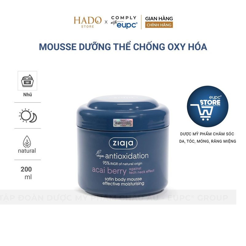 Mousse dưỡng thể chống oxy hóa Ziaja Acai Berry 200ml