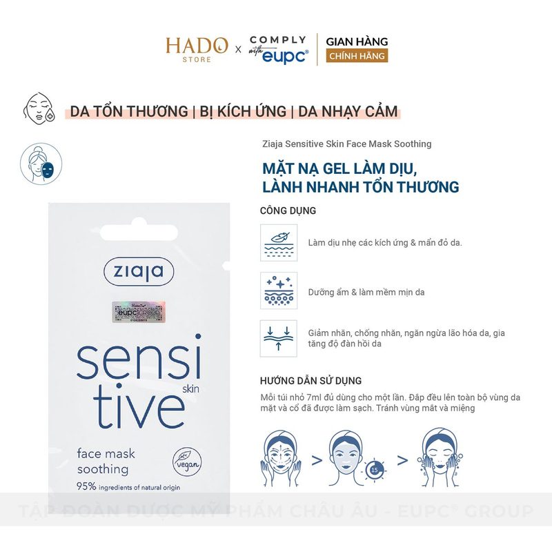 Mặt nạ gel làm dịu da nhạy cảm Ziaja Sensitive Skin 7ml - ảnh 3