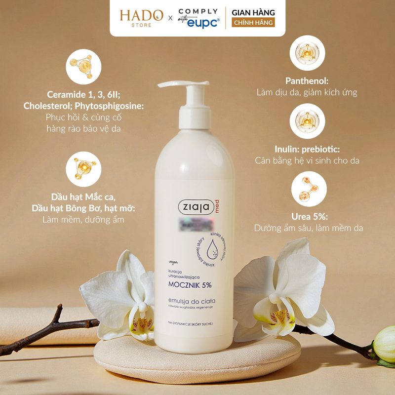 Nhũ tương dưỡng thể 5% Urê Ziaja Med Mocznik 400ml - ảnh 2
